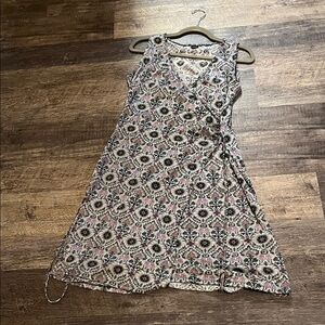 Jezebel Floral Wrap Midi Dress in Pink and Black. With cami for underneath